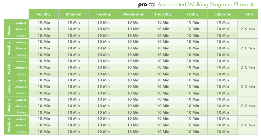 ProCal accelerated walking plan 4